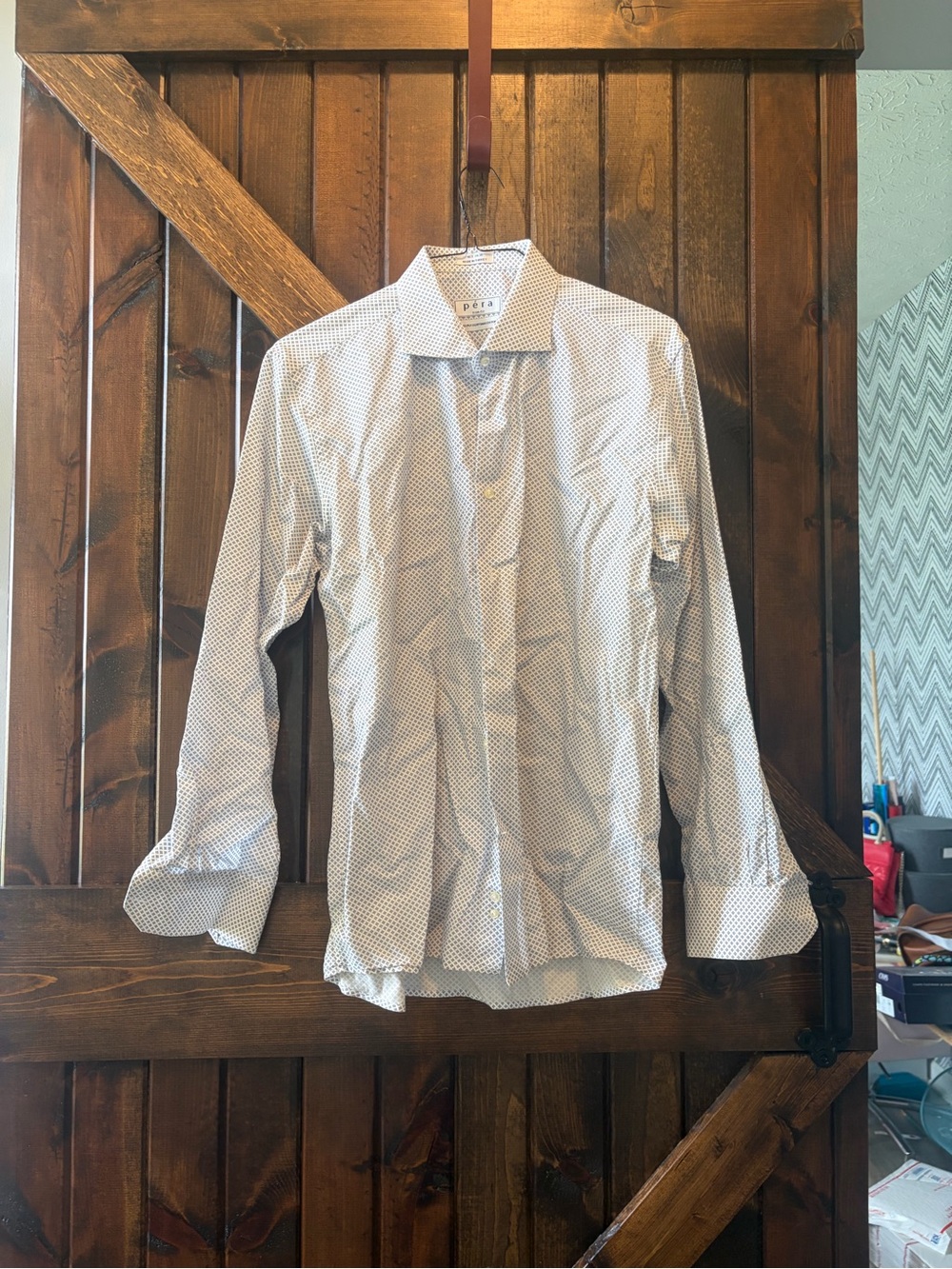 Pera White Micro-Pattern Dress Shirt - Men's